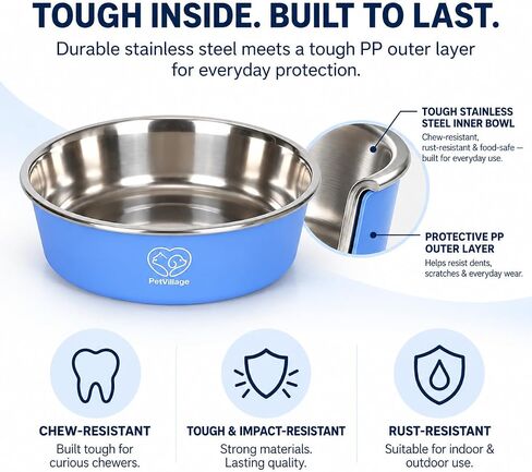 24 oz Stainless Steel Dog & Cat Bowl with Chew-Resistant PP Outer Layer in Saudi Arabia