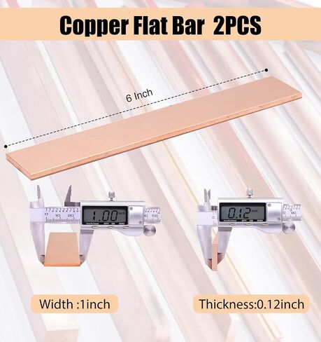 C110 Copper Flat Bar - 12" x 0.24" x 0.24", Copper Bar Stock, 2 PCS in Kuwait