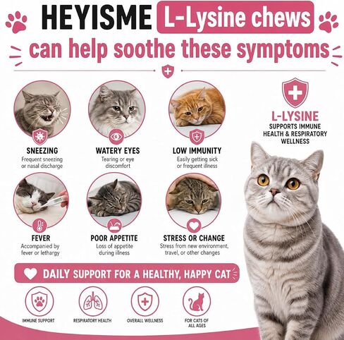 L-Lysine for Cats, 600 Chews Cat Immune Support, Cat Multivitamin in Kuwait