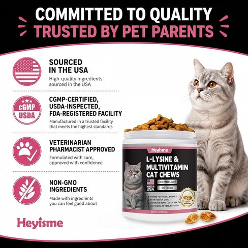 L-Lysine for Cats, 600 Chews Cat Immune Support, Cat Multivitamin in Kuwait