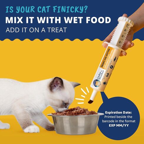Under the Weather Pet | Ready Cal for Kitten | High Calorie Pet Nutritional Supplement for Weight Gain & Healthy Weight Maintenance | 10 Vitamins, 7 Minerals, Omega Fatty Acids & Carbohydrates | 80cc in Kuwait