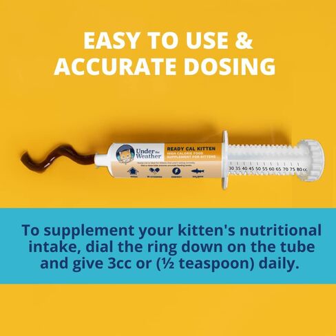 Under the Weather Pet | Ready Cal for Kitten | High Calorie Pet Nutritional Supplement for Weight Gain & Healthy Weight Maintenance | 10 Vitamins, 7 Minerals, Omega Fatty Acids & Carbohydrates | 80cc in Kuwait
