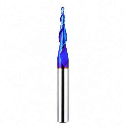 CNC Router Bits 1/4 Shank Spiral Ball Nose 2D & 3D Carving Bits 5.4 Deg Tapered Angle Ball Tip R0.8 1/4"Shank 3"OVL for Wood Carving Engraving in Kuwait