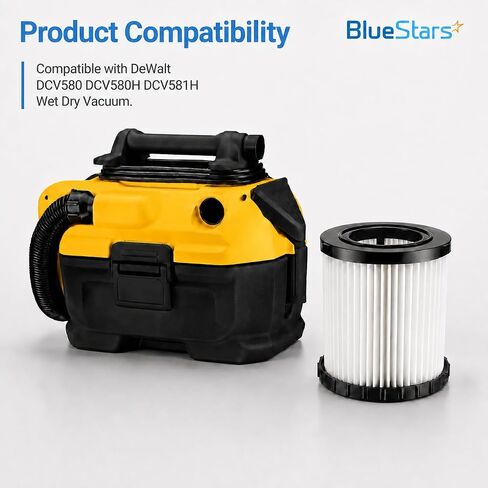 BlueStars Premium Quality DCV5801H DCV580 HEPA Replacement Filter - Easy to Install - Compatible with DeWalt DCV580 & DCV581H Wet Dry Vacuum Cleaners - Washable and Reusable - PACK OF 1 in Kuwait