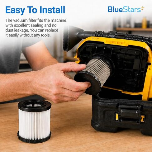 BlueStars Premium Quality DCV5801H DCV580 HEPA Replacement Filter - Easy to Install - Compatible with DeWalt DCV580 & DCV581H Wet Dry Vacuum Cleaners - Washable and Reusable - PACK OF 1 in Kuwait