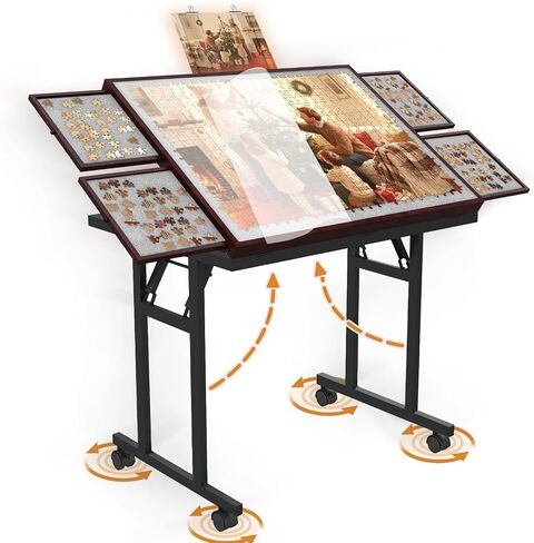 Folding Jigsaw Puzzle Table 1500 Pcs with 5 Angles, Drawers, Cover, Wheels in Kuwait
