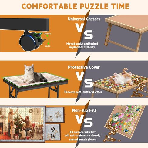 Folding Jigsaw Puzzle Table 1500 Pcs with 5 Angles, Drawers, Cover, Wheels in Kuwait