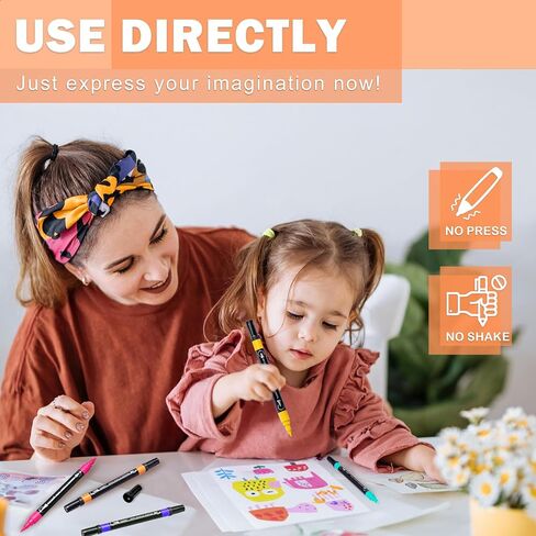 TANMIT 24 Colors Dual Tip Acrylic Paint Markers, Paint Pens Set with Brush Tip and Fine Tip For Fabric, Rock, Wood, Glass, Eggs, Scrapbook, DIY Crafts Making Art Supplies - Teacher Appreciation Gift in Kuwait