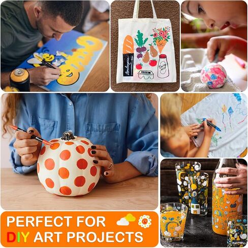 TANMIT 24 Colors Dual Tip Acrylic Paint Markers, Paint Pens Set with Brush Tip and Fine Tip For Fabric, Rock, Wood, Glass, Eggs, Scrapbook, DIY Crafts Making Art Supplies - Teacher Appreciation Gift in Kuwait