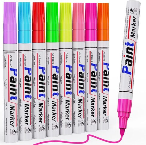 AKARUED Fluorescent Neon Paint Markers: 8 Colors UV Marker, Waterproof Permanent Blacklight Oil-Based Paint Pens with Medium Tip for Rock, Wood, Canvas, Metal, Ceramic, Scrapbooking and DIY Art Crafts in Saudi Arabia