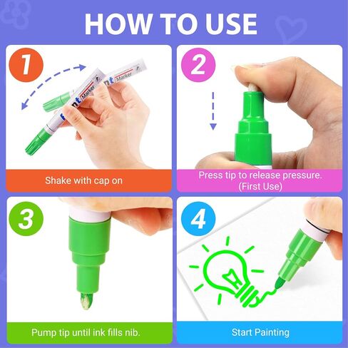 AKARUED Fluorescent Neon Paint Markers: 8 Colors UV Marker, Waterproof Permanent Blacklight Oil-Based Paint Pens with Medium Tip for Rock, Wood, Canvas, Metal, Ceramic, Scrapbooking and DIY Art Crafts in Saudi Arabia