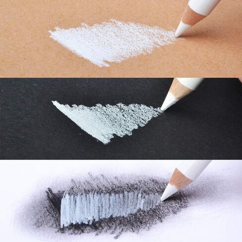 Heshengping 6pcs Highlight White oil color pencils coloring drawing pencil oil-based wooden colored pencils for artists beginners Drawing Sketching Shading Blending Art Project in Saudi Arabia