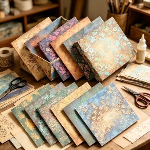 24 Sheets Vintage Scrapbooking Paper, 12x12 Inch Single-Sided Pattern Decorative Background Cardstock Paper for DIY Art Card Making Scrapbook Photo Album Decor in Kuwait