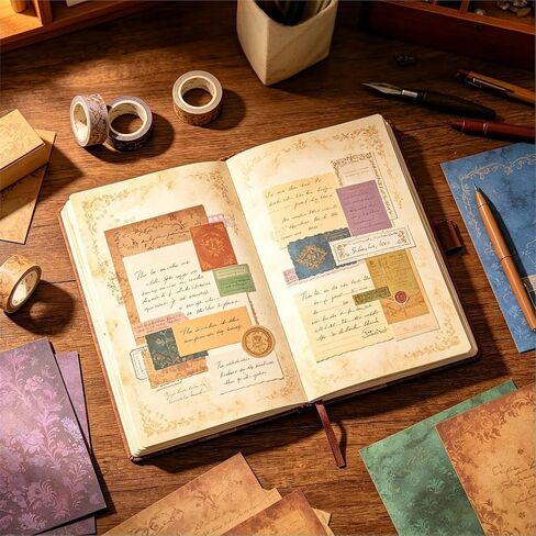 24 Sheets Vintage Scrapbooking Paper, 12x12 Inch Single-Sided Pattern Decorative Background Cardstock Paper for DIY Art Card Making Scrapbook Photo Album Decor in Kuwait