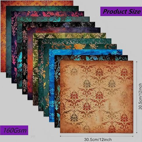 24 Sheets Vintage Scrapbooking Paper, 12x12 Inch Single-Sided Pattern Decorative Background Cardstock Paper for DIY Art Card Making Scrapbook Photo Album Decor in Kuwait