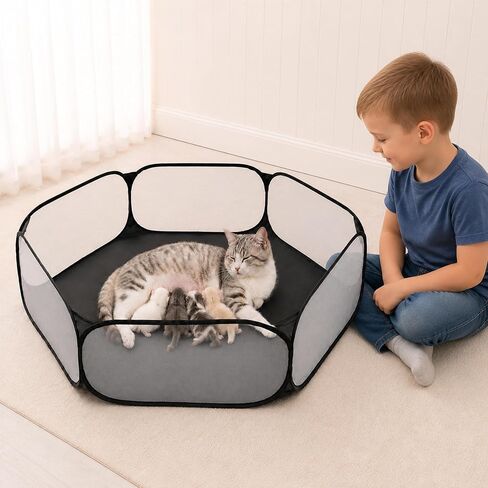 Cat Birthing Box - Whelping Box for Pregnant Cats & Dogs, Portable Foldable Whelping Pool for Pet with Storage Bag in Saudi Arabia