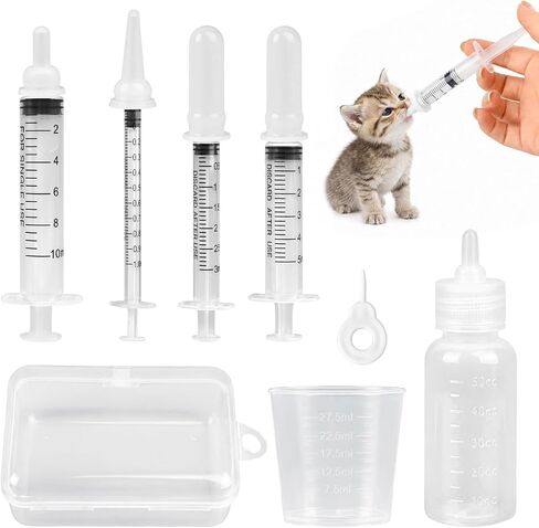 Pet Feeding Kit, Kitten Bottle and Syringes with Nipples for Small Animals in Kuwait