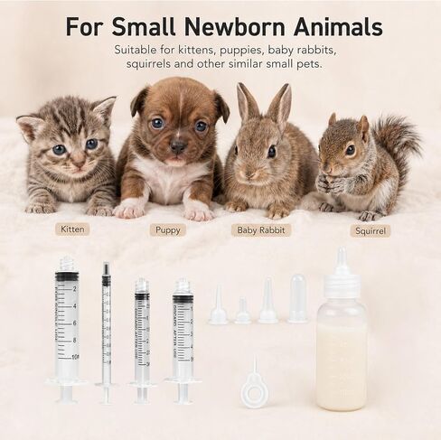 Pet Feeding Kit, Kitten Bottle and Syringes with Nipples for Small Animals in Kuwait
