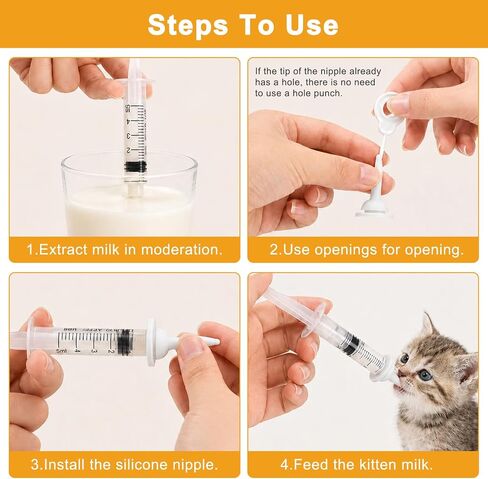 Pet Feeding Kit, Kitten Bottle and Syringes with Nipples for Small Animals in Kuwait