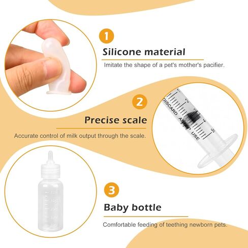 Pet Feeding Kit, Kitten Bottle and Syringes with Nipples for Small Animals in Kuwait