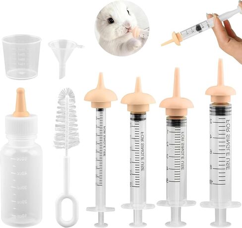 Pet Nursing Kit – Kitten Bottle Feeding Set with Nipples, Syringes, and Formula Dispenser for Newborn Puppies, Kittens, Baby Squirrels, and Other Small Animals in Kuwait