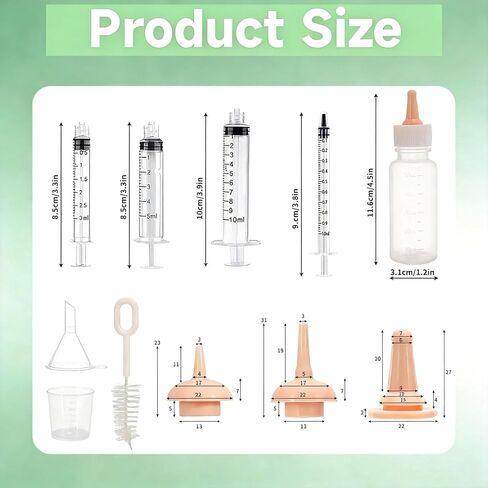 Pet Nursing Kit – Kitten Bottle Feeding Set with Nipples, Syringes, and Formula Dispenser for Newborn Puppies, Kittens, Baby Squirrels, and Other Small Animals in Kuwait