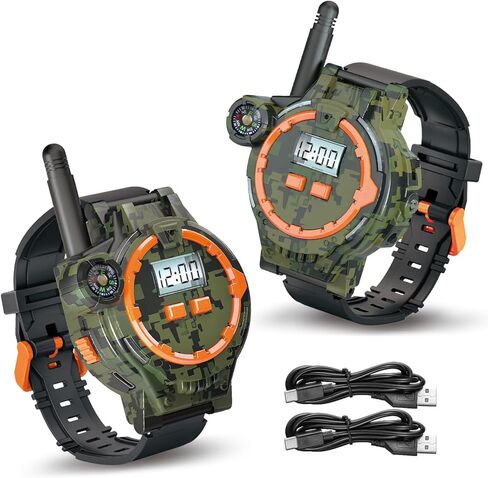Rechargeable Walkie Talkies for Kids, Two-Way Radio Walky Talky with Flashlight Children Long Range, 2 Pack Interphone Toy for Kids Age 6-12 Outdoor Game for Kid Ages 4-8 Gifts for Boy in Kuwait
