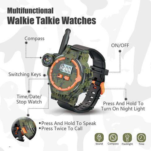 Rechargeable Walkie Talkies for Kids, Two-Way Radio Walky Talky with Flashlight Children Long Range, 2 Pack Interphone Toy for Kids Age 6-12 Outdoor Game for Kid Ages 4-8 Gifts for Boy in Kuwait