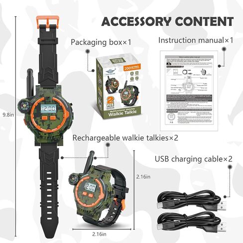 Rechargeable Walkie Talkies for Kids, Two-Way Radio Walky Talky with Flashlight Children Long Range, 2 Pack Interphone Toy for Kids Age 6-12 Outdoor Game for Kid Ages 4-8 Gifts for Boy in Kuwait