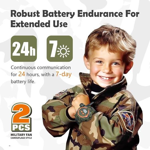 Rechargeable Walkie Talkies for Kids, Two-Way Radio Walky Talky with Flashlight Children Long Range, 2 Pack Interphone Toy for Kids Age 6-12 Outdoor Game for Kid Ages 4-8 Gifts for Boy in Kuwait