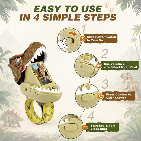 Dinosaur Video Walkie Talkies for Kids 2 Pack, Dinosaur Toys for Kids 3-12 in Saudi Arabia