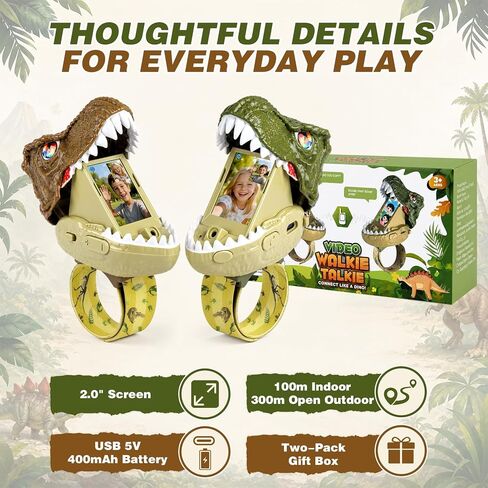 Dinosaur Video Walkie Talkies for Kids 2 Pack, Dinosaur Toys for Kids 3-12 in Saudi Arabia