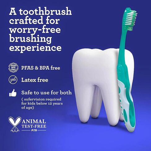 GuruNanda Folding Toothbrush with Built-in Cover, Perfect for Travel, Hiking & Camping, Compact & Portable, On-The-go Toothbrush with Soft Bristles & Ergonomic Handle, for Adults & Kids (1 Count) in Kuwait
