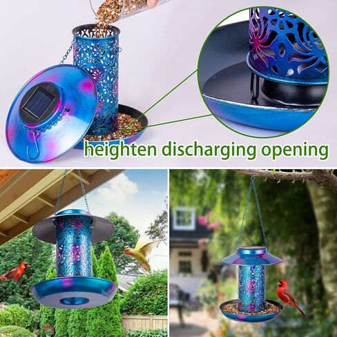 Ottsuls Solar Bird Feeder for Outdoors Hanging, Metal Wild Cardinals Garden Lantern with S Hook, Weatherproof and Water Resistant Birdfeeders as Gift Idea for Women Mom Grandma Bird Lovers (Blue) in Kuwait