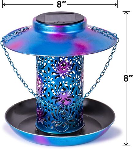 Ottsuls Solar Bird Feeder for Outdoors Hanging, Metal Wild Cardinals Garden Lantern with S Hook, Weatherproof and Water Resistant Birdfeeders as Gift Idea for Women Mom Grandma Bird Lovers (Blue) in Kuwait