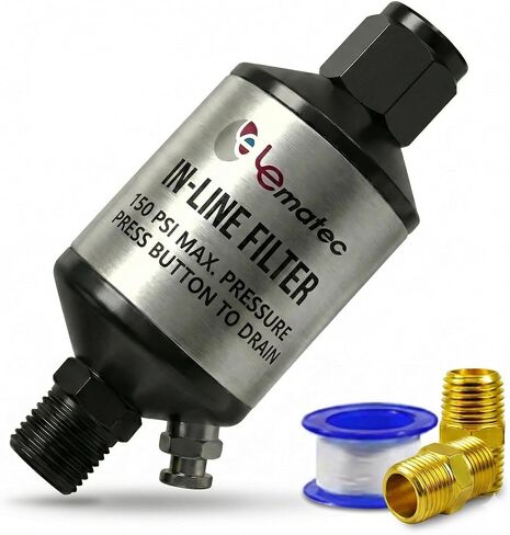 LE LEMATEC Air Compressor Water Separator, Heavy Duty Air Compressor Filter provides Clean Dry Air. Compressed Air Dryer with Drain Valve by LE LEMATEC in Kuwait