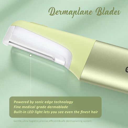 Dermaplane Razor for Women Face Sonic Edge Dermaplaning Tool, Pale Green in Kuwait