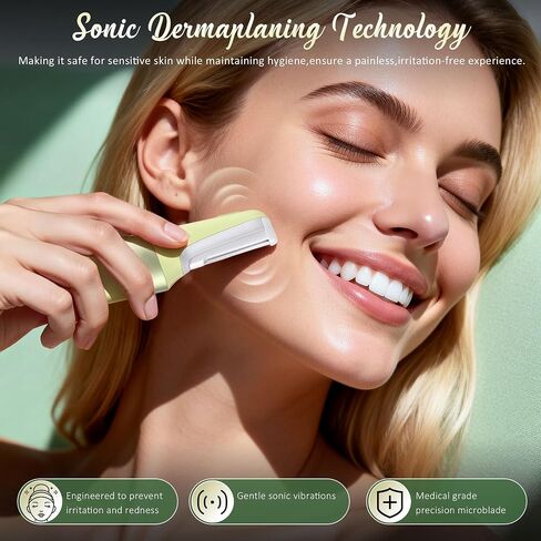 Dermaplane Razor for Women Face Sonic Edge Dermaplaning Tool, Pale Green in Kuwait