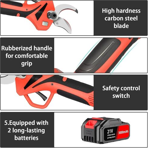 Cordless Electric Pruning Shears w/ SK5 Carbon Steel Blades, 1.57″ Cutting Diameter for Garden, Orchard, Vineyard, Shrub & Tree Trimming in Saudi Arabia