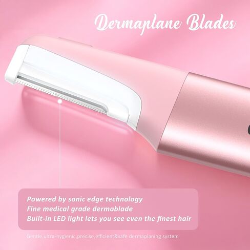 Dermaplane Razor for Women Face Sonic Edge Dermaplaning Tool, Soft Pink in Kuwait