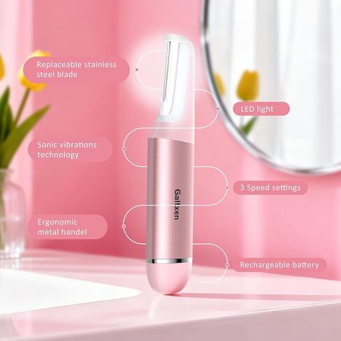 Dermaplane Razor for Women Face Sonic Edge Dermaplaning Tool, Soft Pink in Kuwait