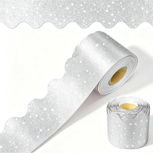 69 Feet Bulletin Board Borders, Glitter Scalloped Border Trim Holiday Decoration for School, Bulletin Board Border Decorative,Classroom Poster Office Party Wall Locker Decor (Orange) in Kuwait
