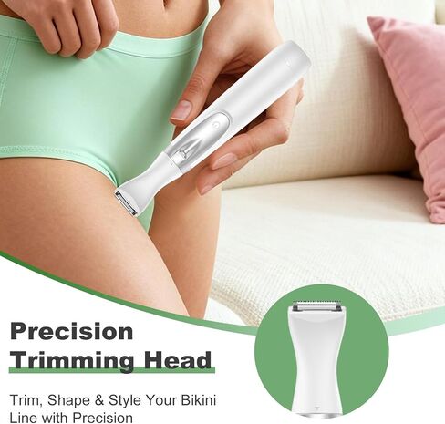 Bikini Trimmer with Built-in LED, Funstant Electric Razor for Women with Comb, Cordless Safe Hair Trimmer Floating Foil for Dry Use, Personal Shaver for Pubic Hair, Delicate Private Area in Kuwait