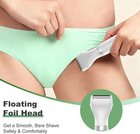 Bikini Trimmer with Built-in LED, Funstant Electric Razor for Women with Comb, Cordless Safe Hair Trimmer Floating Foil for Dry Use, Personal Shaver for Pubic Hair, Delicate Private Area in Kuwait