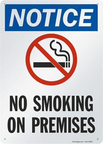 SmartSign "Notice - No Smoking On Premises" Sign | 10" x 14" Aluminum in Kuwait
