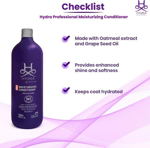 Hydra Professional Moisturizing Dog Conditioner, Oatmeal Hair Conditioner for Dogs and Cats, Suitable for All Breeds and Coat Types, Promotes Shine in Kuwait