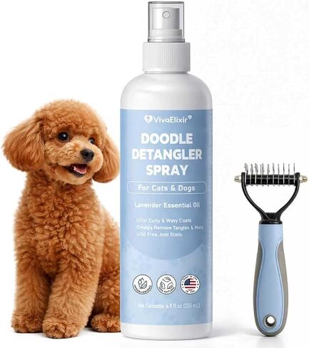 Dog Detangler Spray – Doodle Detangler Spray Leave-in Conditioner, Dematting Spray for Dogs, Cat & Dog Matted Fur Remover Grooming Spray, Removes Tangles & Odors, Poodle Tangle Remover – 6.8oz in Kuwait