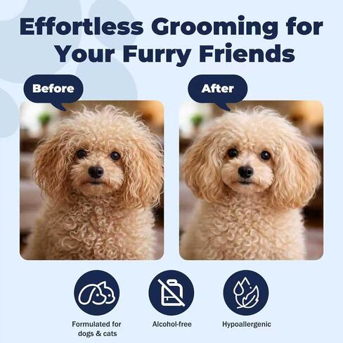 Dog Detangler Spray – Doodle Detangler Spray Leave-in Conditioner, Dematting Spray for Dogs, Cat & Dog Matted Fur Remover Grooming Spray, Removes Tangles & Odors, Poodle Tangle Remover – 6.8oz in Kuwait