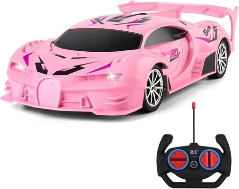 Pink Remote Control Car for Girls, Rechargeable High Speed Drift RC Cars Toys Gifts for Girl Age 6 7 8-12,1/18 Super Vehicle with Headlight Racing Hobby Xmas Birthday Gift in Kuwait