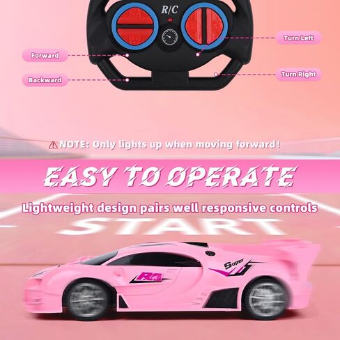 Pink Remote Control Car for Girls, Rechargeable High Speed Drift RC Cars Toys Gifts for Girl Age 6 7 8-12,1/18 Super Vehicle with Headlight Racing Hobby Xmas Birthday Gift in Kuwait